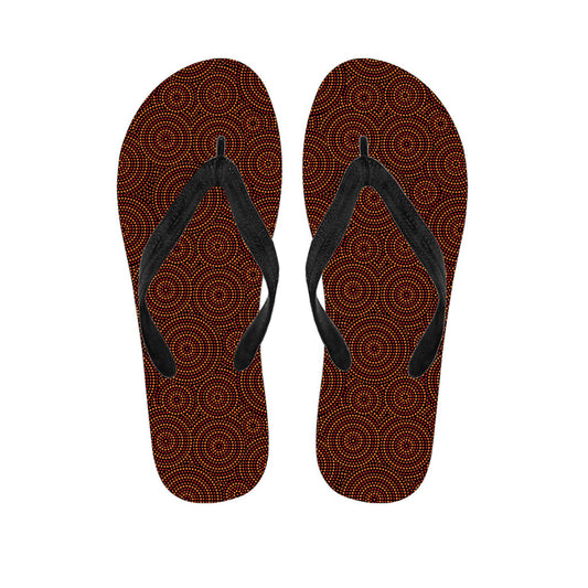 Brown Aboriginal Dot Pattern Print Hawaiian Flip Flops - Perfect for Your Island Outfit! - 1
