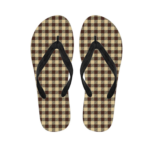 Island Style: Brown and Beige Buffalo Check Print Hawaiian Flip Flops - 1