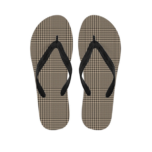 Brown and Beige Glen Plaid Hawaiian Flip Flops: Your Perfect Island Style - 1