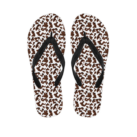 Brown and White Cow Pattern Hawaiian Flip Flops: Embrace Island Style - 1