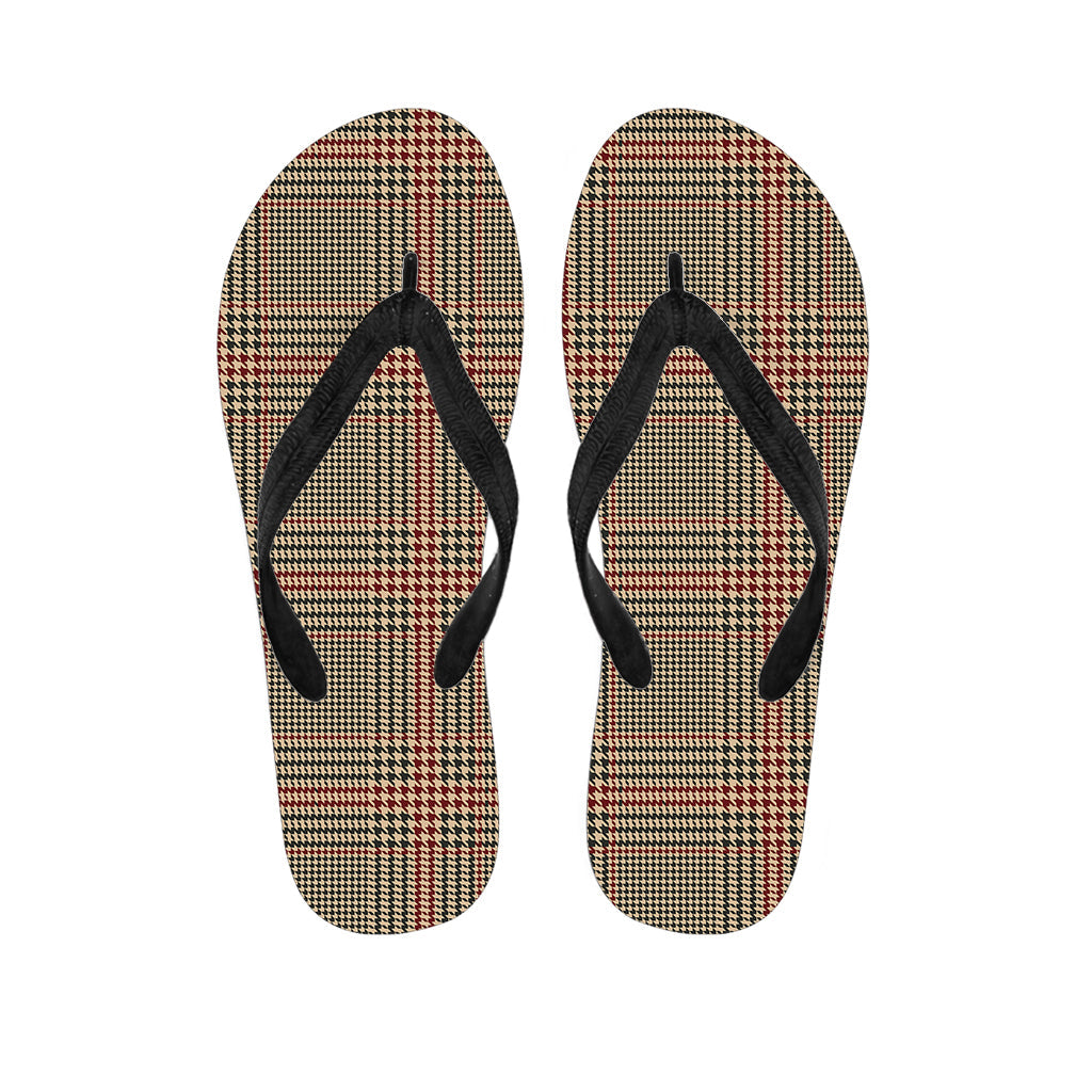 Island in Style: Brown, Beige, and Red Glen Plaid Hawaiian Flip Flops Outfit - 1