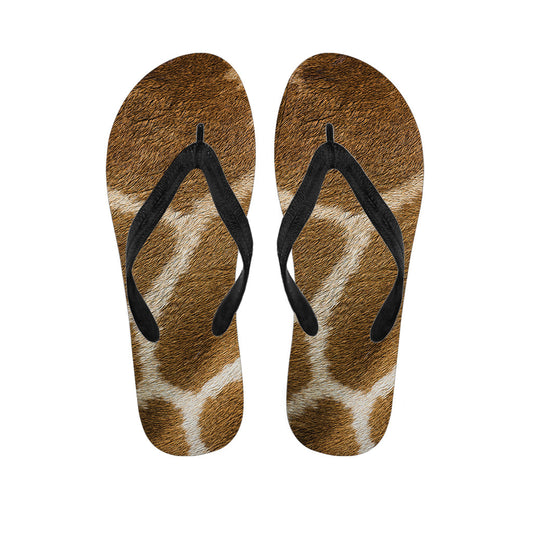 Hawaiian Chic: Brown Giraffe Print Flip Flops for Your Island Outfit - 1