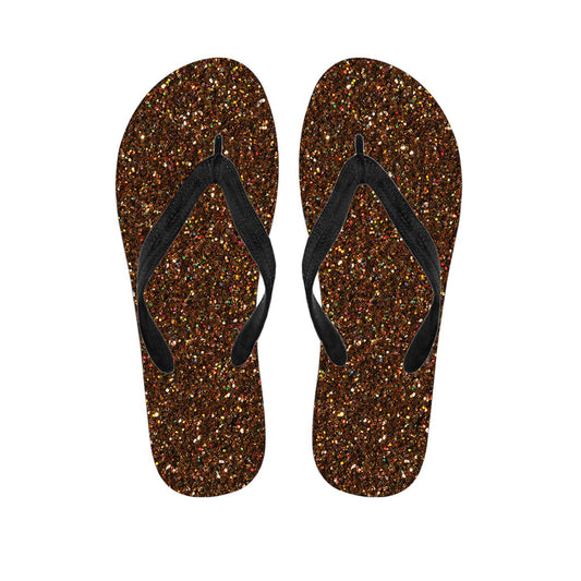 Sparkling in Style: Hawaiian Brown Glitter Print Flip Flops - 1