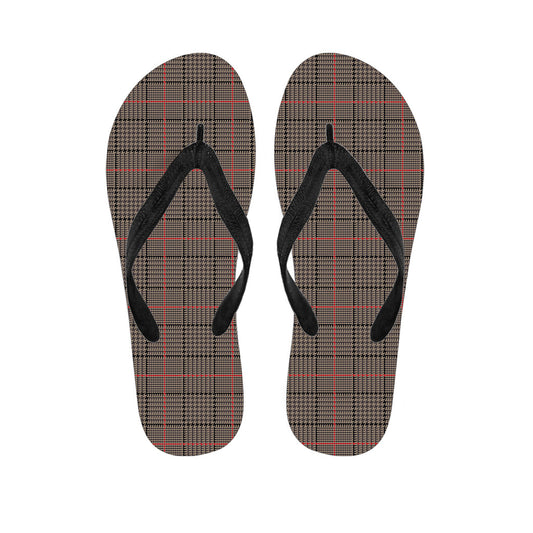 Brown Prince of Wales Check Print Hawaiian Flip Flops - 1