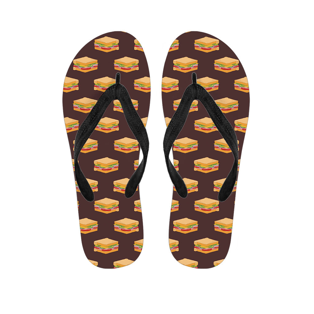 Island Chic: Brown Sandwiches Pattern Print Hawaiian Flip Flops and Outfit - 1