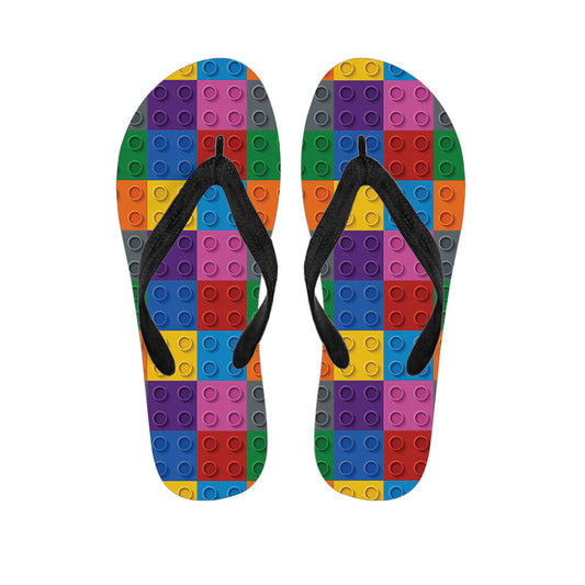 Tropical Vibes: Hawaiian Building Blocks Pattern Flip Flops and Outfit - 1