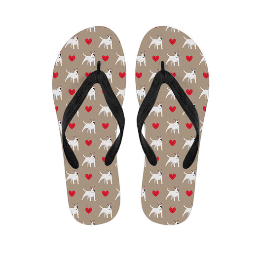 Hawaiian Style Bull Terrier Heart Print Flip Flops - Perfect for Your Tropical Outfit - 1