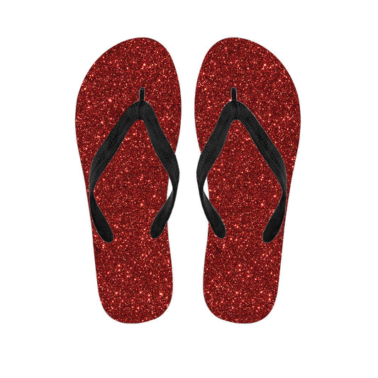 Burgundy Bliss: Not Real Glitter Print Flip Flops for the Free-Spirited Hippie - 1