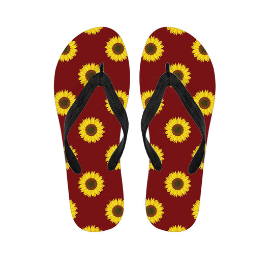 Burgundy Sunflower Hawaiian Outfit: Complete with Stylish Flip Flops - 1