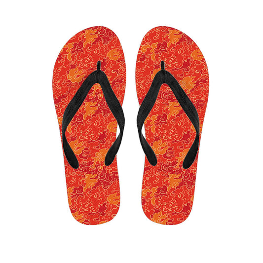 Burning Japanese Flame Pattern Flip Flops: Embrace Your Inner Hippie - 1