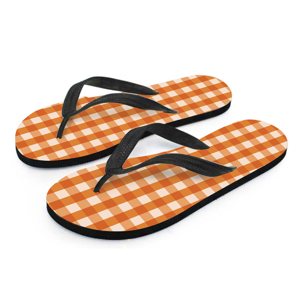 Burnt Orange and White Check Print Hawaiian Flip Flops: The Perfect Addition to Your Hawaiian Outfit - 2