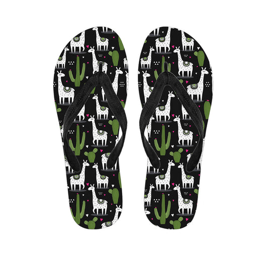 Cactus and Llama Hawaiian Flip Flops: The Perfect Addition to Your Stylish Island Outfit - 1