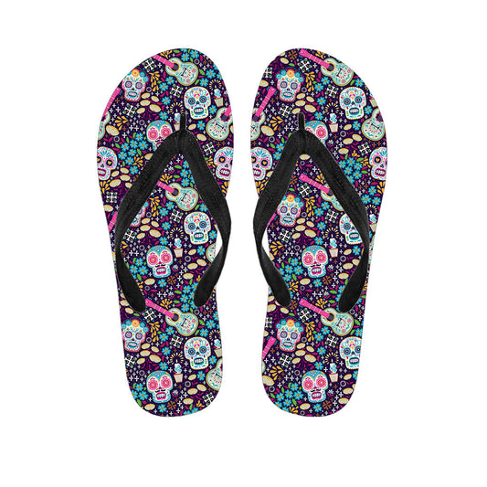 Calaveras Day of the Dead Hawaiian Flip Flops: Embrace the Aloha Spirit in Style - 1