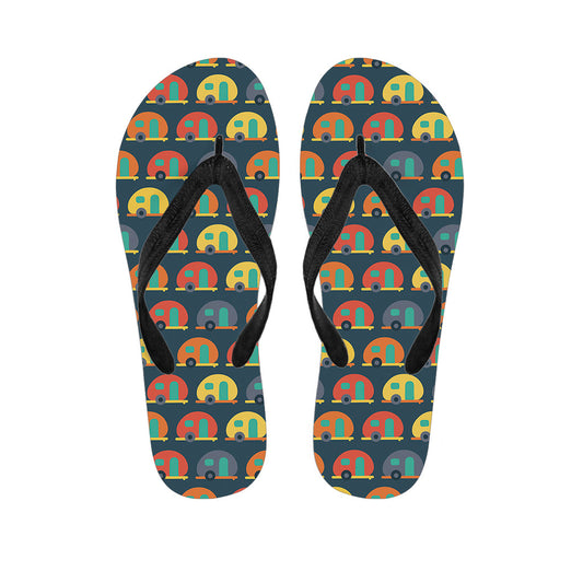 Camping Van Pattern Hawaiian Flip Flops: Step into Island Style! - 1