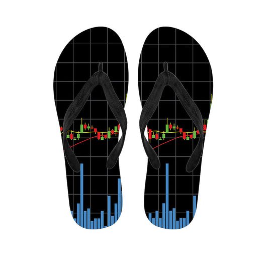 Summer Style: Candlestick Stock Graph Chart Print Hawaiian Flip Flops - 1