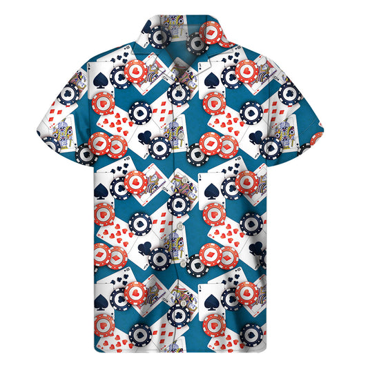 Tropical Vibes: Hawaiian Poker Print Short Sleeve Shirt - 1