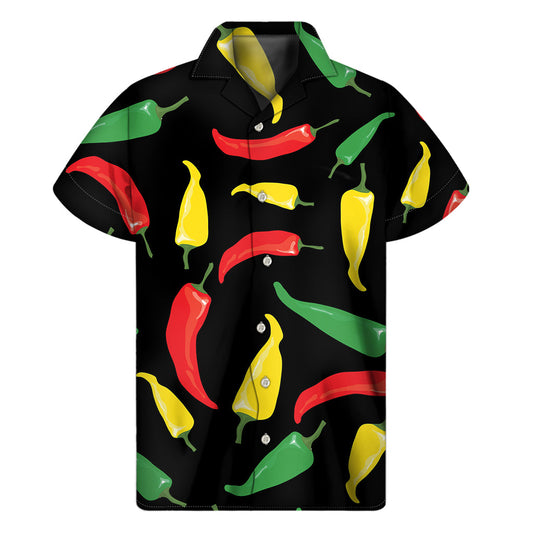 Spicy Aloha: Colorful Chili Peppers Hawaiian Short Sleeve Shirt - 1