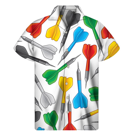 Hawaiian Darts Paradise: Men's Colorful Short Sleeve Shirt - 1
