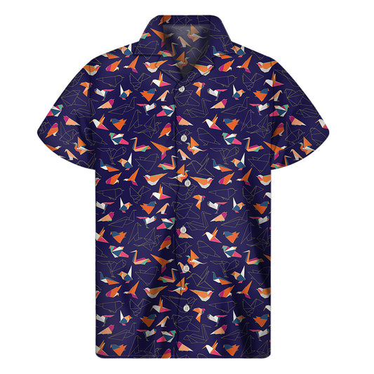 Colorful Origami Bird Hawaiian Short Sleeve Shirt - 1
