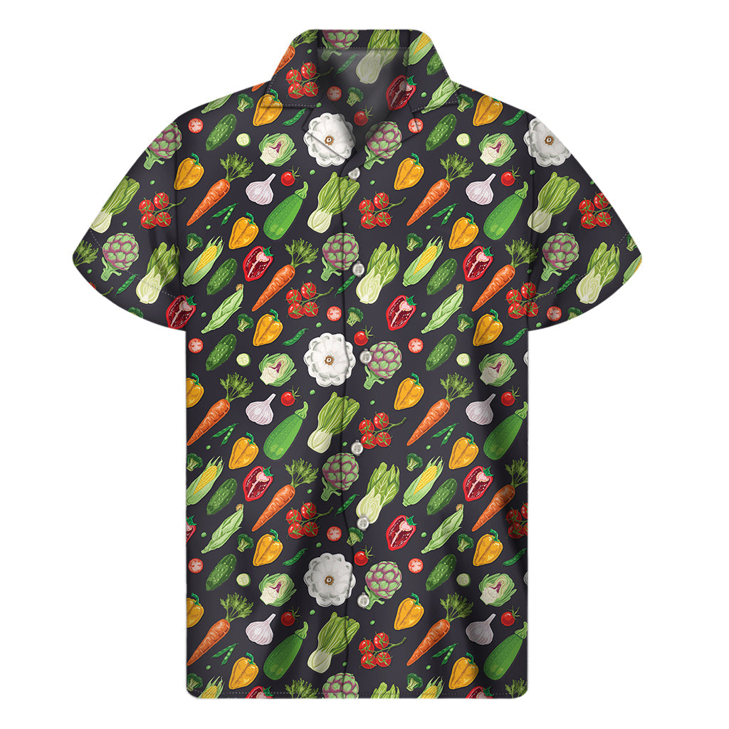 Tropical Bliss: Hawaiian Short Sleeve Shirt with Colorful Vegetable Pattern - 1