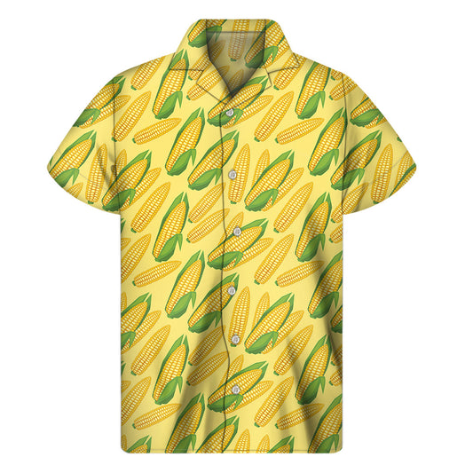 Unique Hawaiian Corn Cob Pattern Men's Short Sleeve Shirt - 1