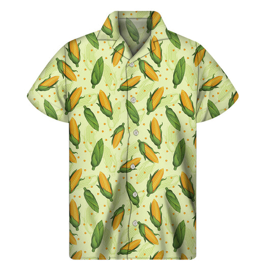 Tropical Vibes: Hawaiian Corncob Print Short Sleeve Shirt - 1