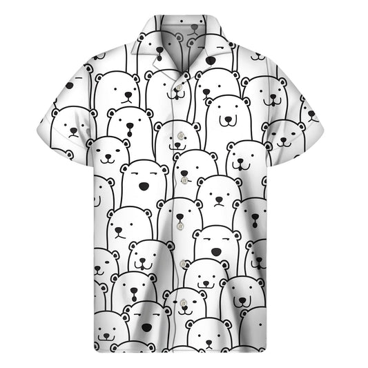 Polar Bear Paradise: Hawaiian-Inspired Short Sleeve Shirt - 1
