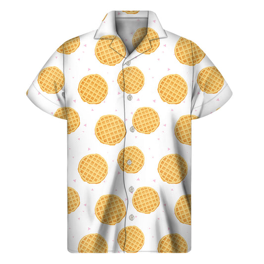 Island Breeze: Men's Hawaiian Waffle Pattern Short Sleeve Shirt - 1