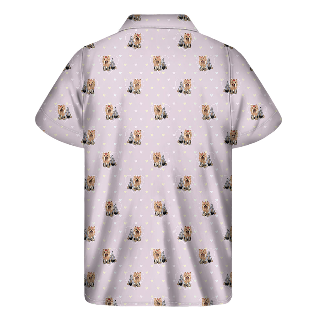 Hawaiian Vibes: Cute Yorkshire Terrier Pattern Print Short Sleeve Shirt - 2