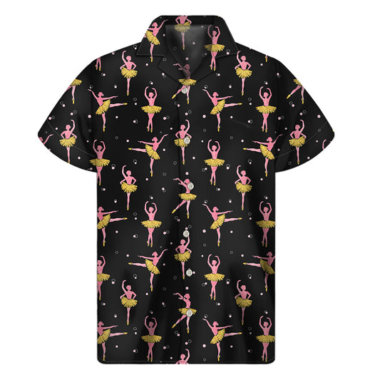Tropical Paradise: Men's Hawaiian Ballet Print Short Sleeve Shirt - 1