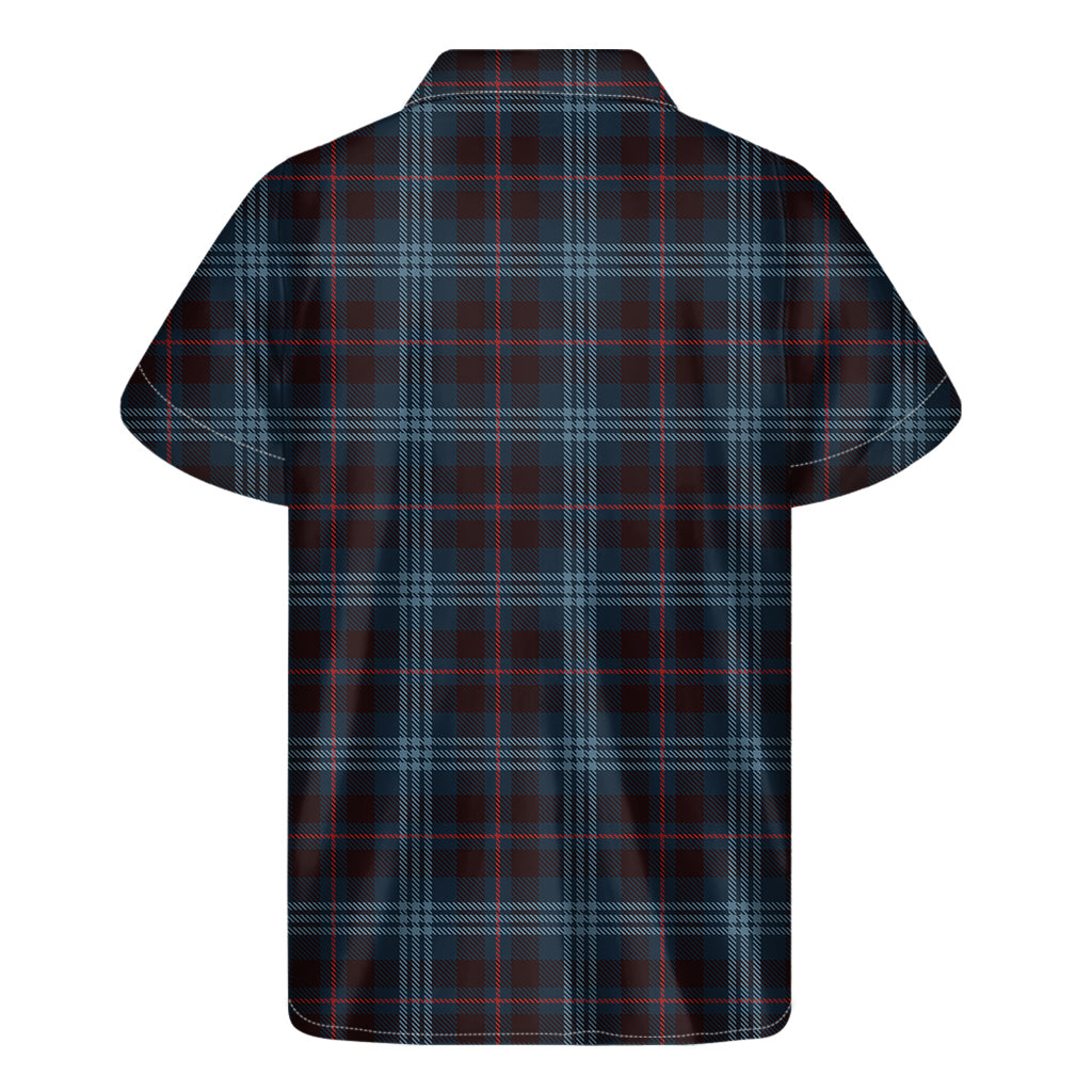 Dark Blue Tartan Hawaiian Print Short Sleeve Shirt - 2