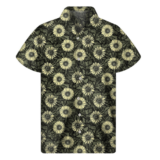 Dark Sunflower Hawaiian Paradise Men's Short Sleeve Shirt - 1