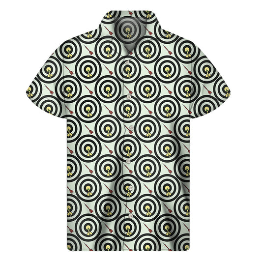 Tropical Vibes: Hawaiian Short Sleeve Shirt featuring Dartboard Cartoon Pattern Print - 1
