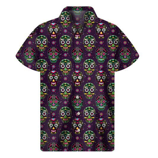 Day of the Dead Hawaiian Print Short Sleeve Shirt - 1