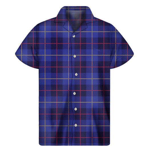 Deep Blue Stewart Tartan Hawaiian Short Sleeve Shirt - 1