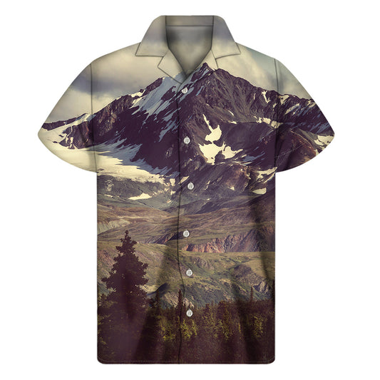 Denali Mountain Print Hawaiian Short Sleeve Shirt - 1