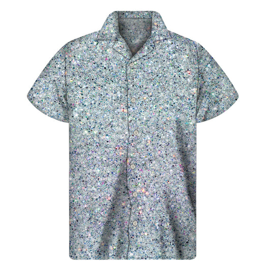 Sparkling Aloha: Men's Glitter Print Hawaiian Shirt - 1