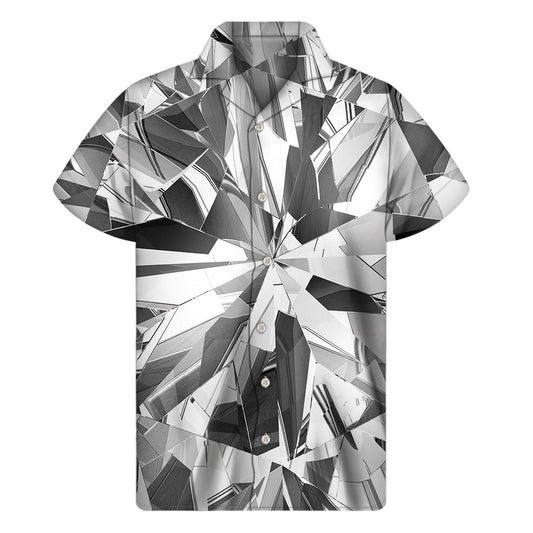 Island Vibes: Hawaiian Diamond Print Short Sleeve Shirt - 1