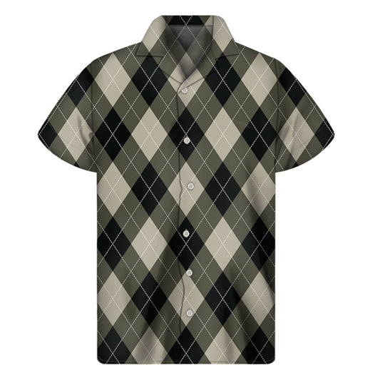 Diamond Shapes Argyle Hawaiian Short Sleeve Shirt - 1