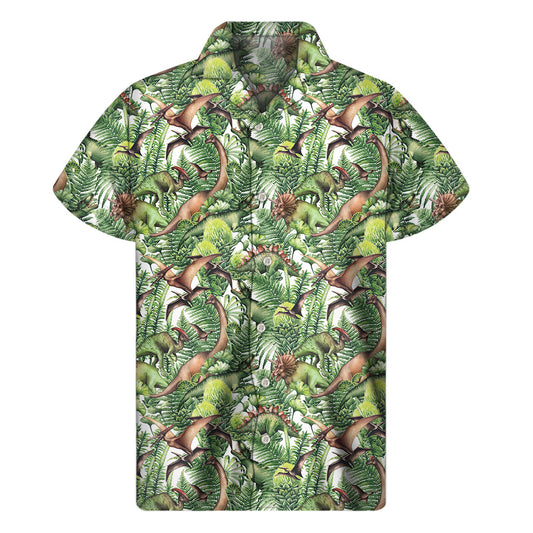 Dino Fun in the Sun: Hawaiian Style Short Sleeve Shirt - 1