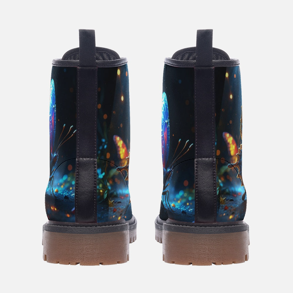 Leather Boots With Butterfly Print For Hippie Style