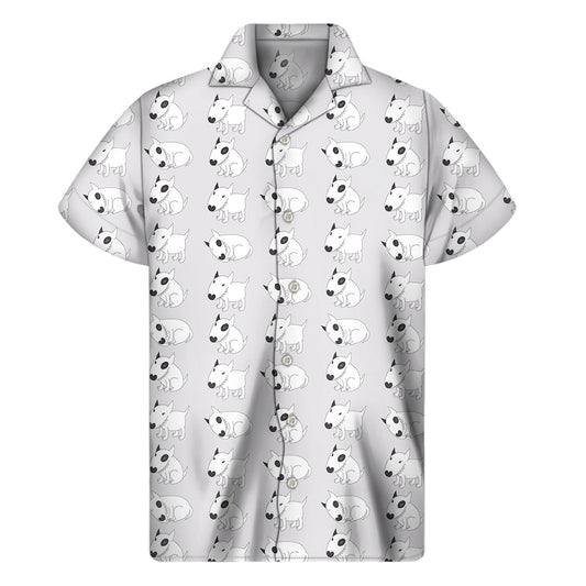 Doodle Bull Terrier Hawaiian Print Short Sleeve Shirt - 1