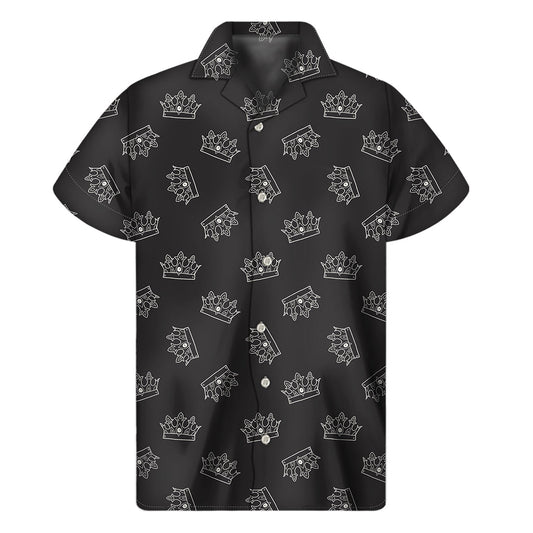 Doodle Crown Hawaiian Print Short Sleeve Shirt - 1