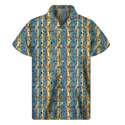 Hawaiian Eye of Horus Pattern Short Sleeve Shirt - 1