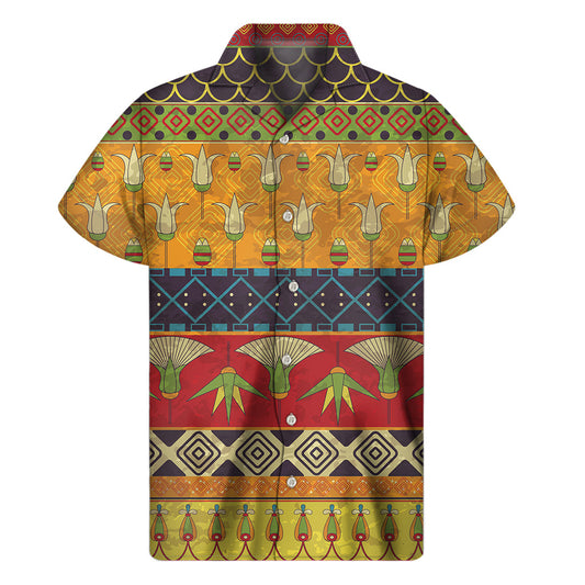 Tropical Vibes: Hawaiian Short Sleeve Shirt Touched by Egyptian Tribal Influence - 1