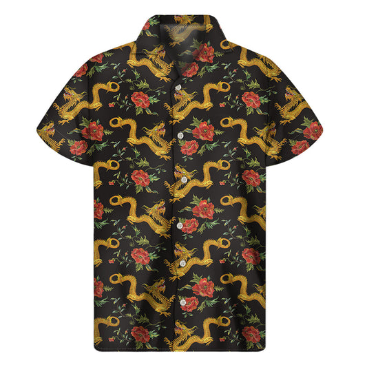 Hawaiian Dragon Print Short Sleeve Shirt - 1