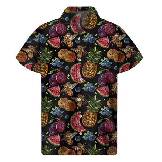 Island Vibes Embroidery Short Sleeve Hawaiian Shirt - 1