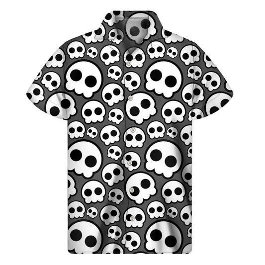 Emo Skull Hawaiian Short Sleeve Shirt: Rocking the Islands in Style - 1