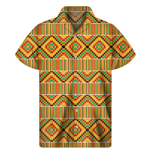 Tropical Vibes: Hawaiian Kente Pattern Short Sleeve Shirt - 1