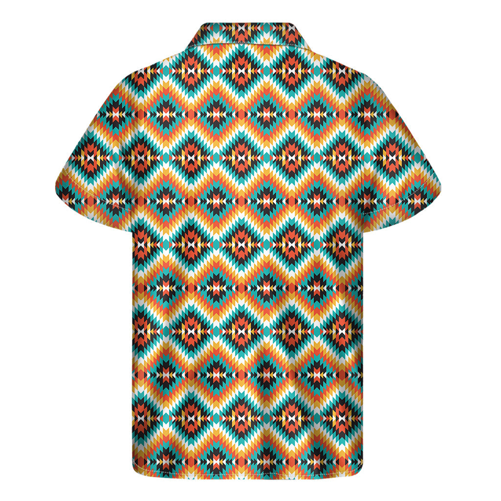 Island Vibes: Hawaiian Short Sleeve Shirt with Ethnic Native American Pattern Print - 2